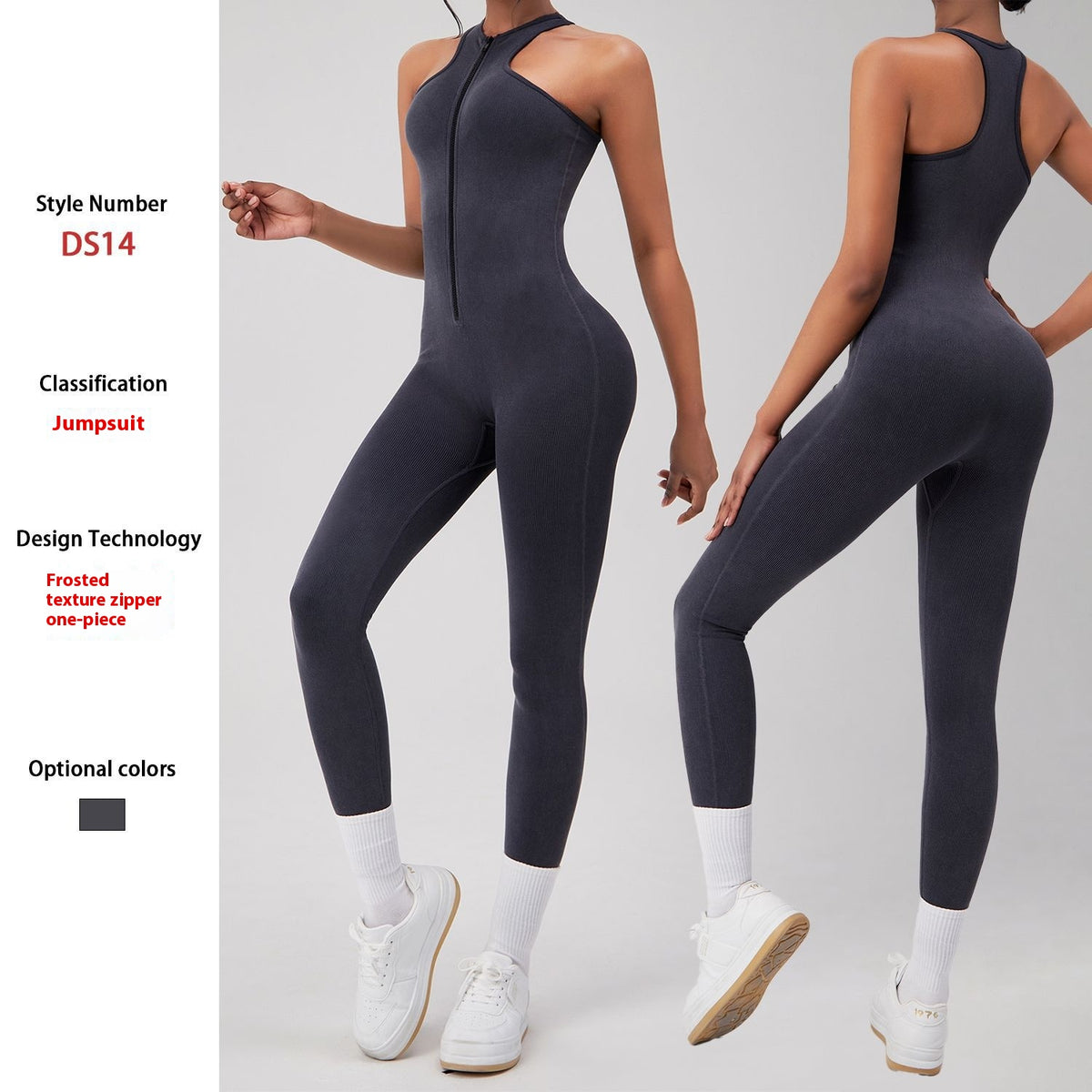 Nude Feel Zipper Quick-drying  Wicking Beauty Back Yoga Jumpsuit