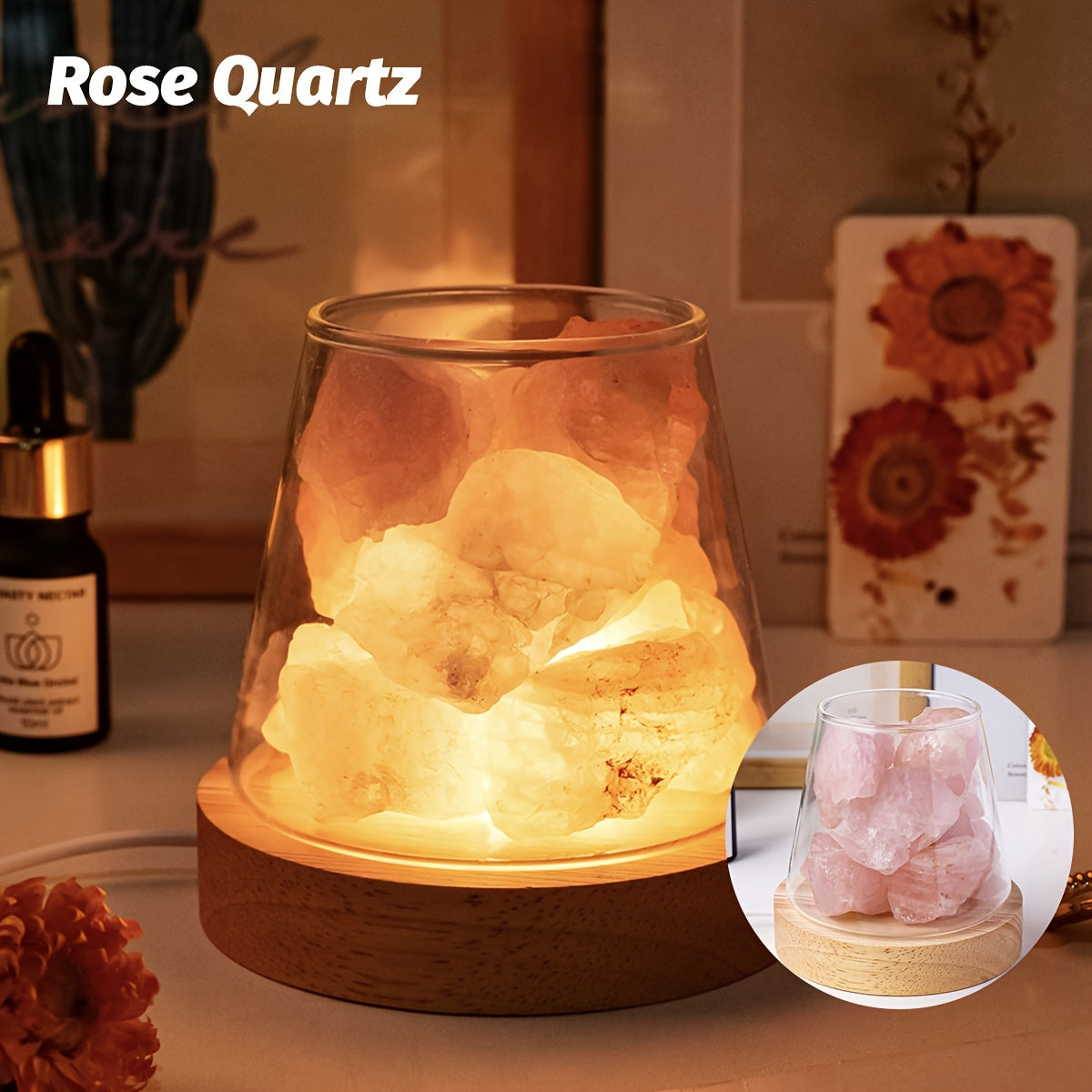 1pc Natural Crystal Aroma Stone Diffuser Stone Demagnetising Bowl Lamp Ornament Home Bedroom Night Light Companion Gift Essential Oil Not Included