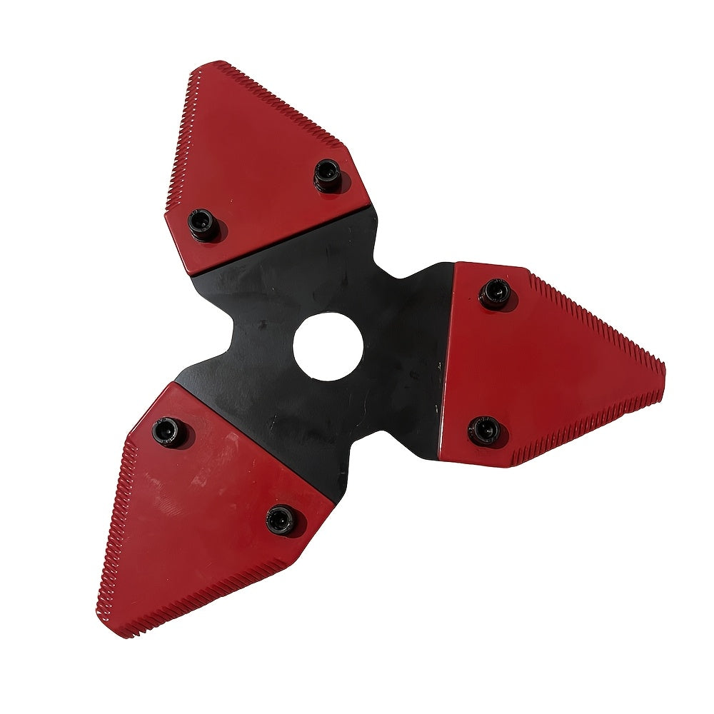 Thickened Manganese Steel Three‑Tooth Lawn Mower Blade – 2.54 cm (1 in) Center Hole