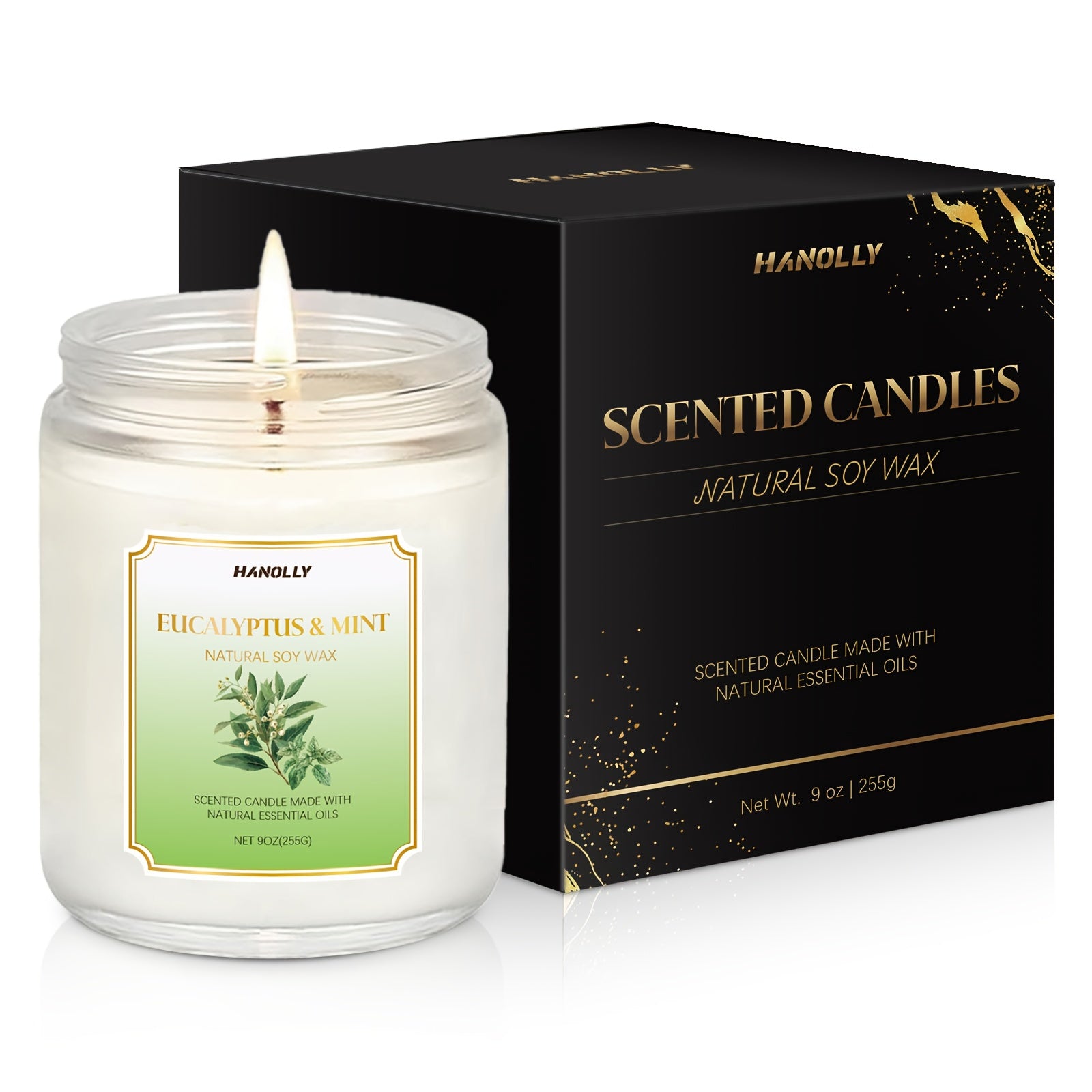 9 oz (250 g) Large Soy Wax Scented Candle – Coconut Vanilla, Eucalyptus Mint, Lavender, Mahogany Teakwood, Pumpkin Pecan Waffles, and More