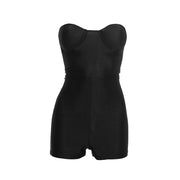 Backless Tube Top Bodycon Shorts Jumpsuit