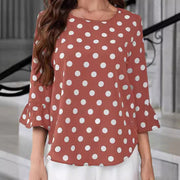 Women's Polka Dot Printed Round Neck Shirt