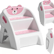 Foldable 2‑Step Toddler Step Stool with Non‑Slip Feet and Carry Handle