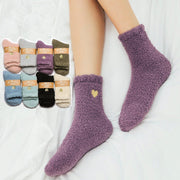 Winter Embroidered Coral Fleece Socks for Women