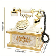[1pc Vintage Music Box] 1pc Vintage Rotary Telephone Music Box | Retro Decorative Gift with 8 Melodies, Non-Electric Wind-Up Mechanism, Durable Plastic Home/Office Decor, Birthday Gift for Him