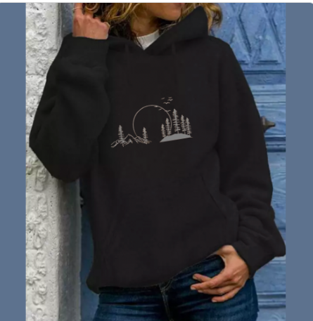 Casual Solid Color Loose Pullover Hoodie for Students