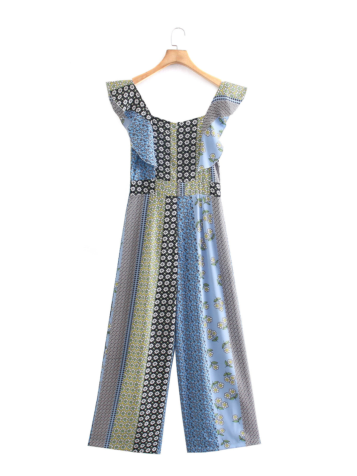 Women's Ruffled Print One-Piece Jumpsuit