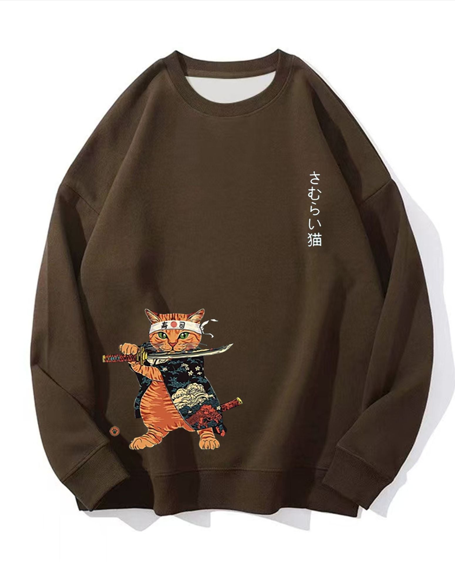 Japanese Anime Cat Print Oversized Cotton Hoodie