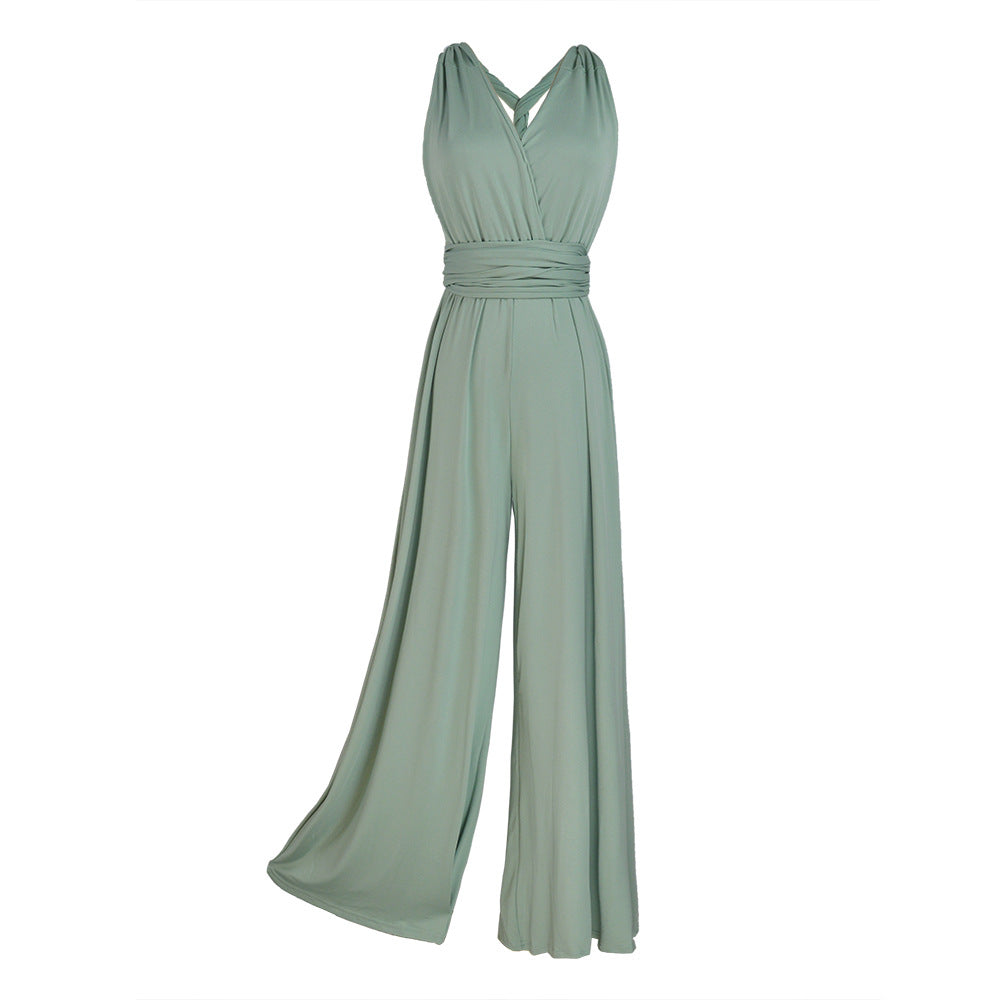 Women's Cross Bandage Stretchy Jumpsuit