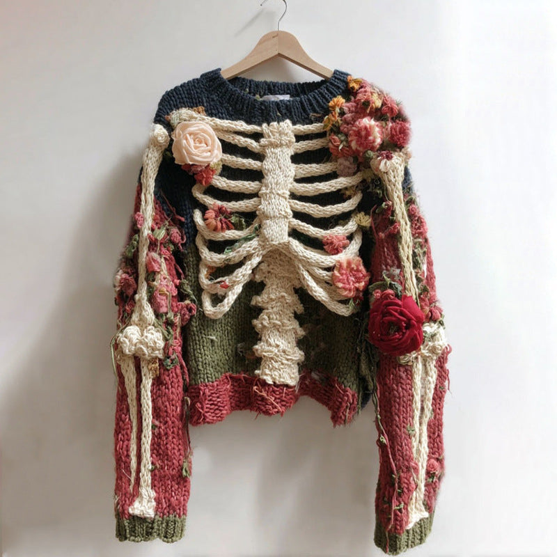 Digital-print Crew-neck Loose-fit Sweater