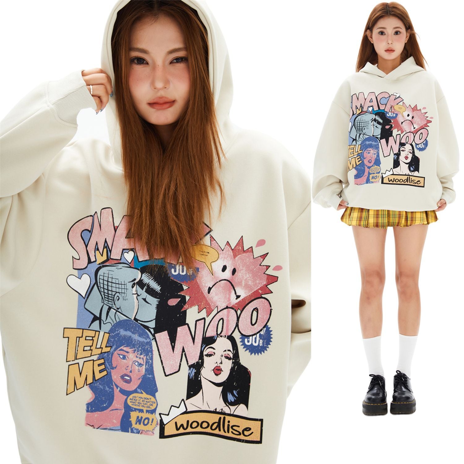 Women's Anime Graphic Loose Hooded Sweatshirt