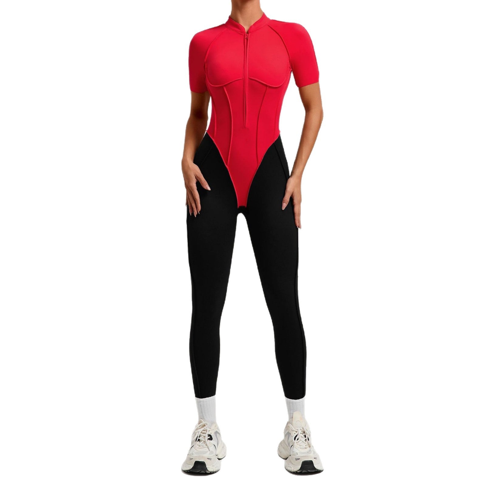 Color Block Athletic Yoga Jumpsuit for Women