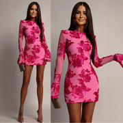 Elegant Gold-embossed Floral Dress for Women