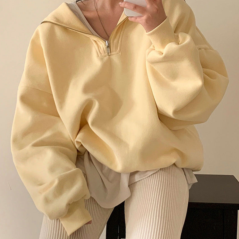 Cute Sailor Collar Loose Pullover Hoodie for Women