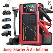 4000A Portable Wireless Car Air Compressor Jump Starter with Air Compressor, Battery Jump Starter Portable Peak, Car Battery Charger Portable For12V(8.0LGas/1.72gal Diesel) Start The Car Quickly, U...