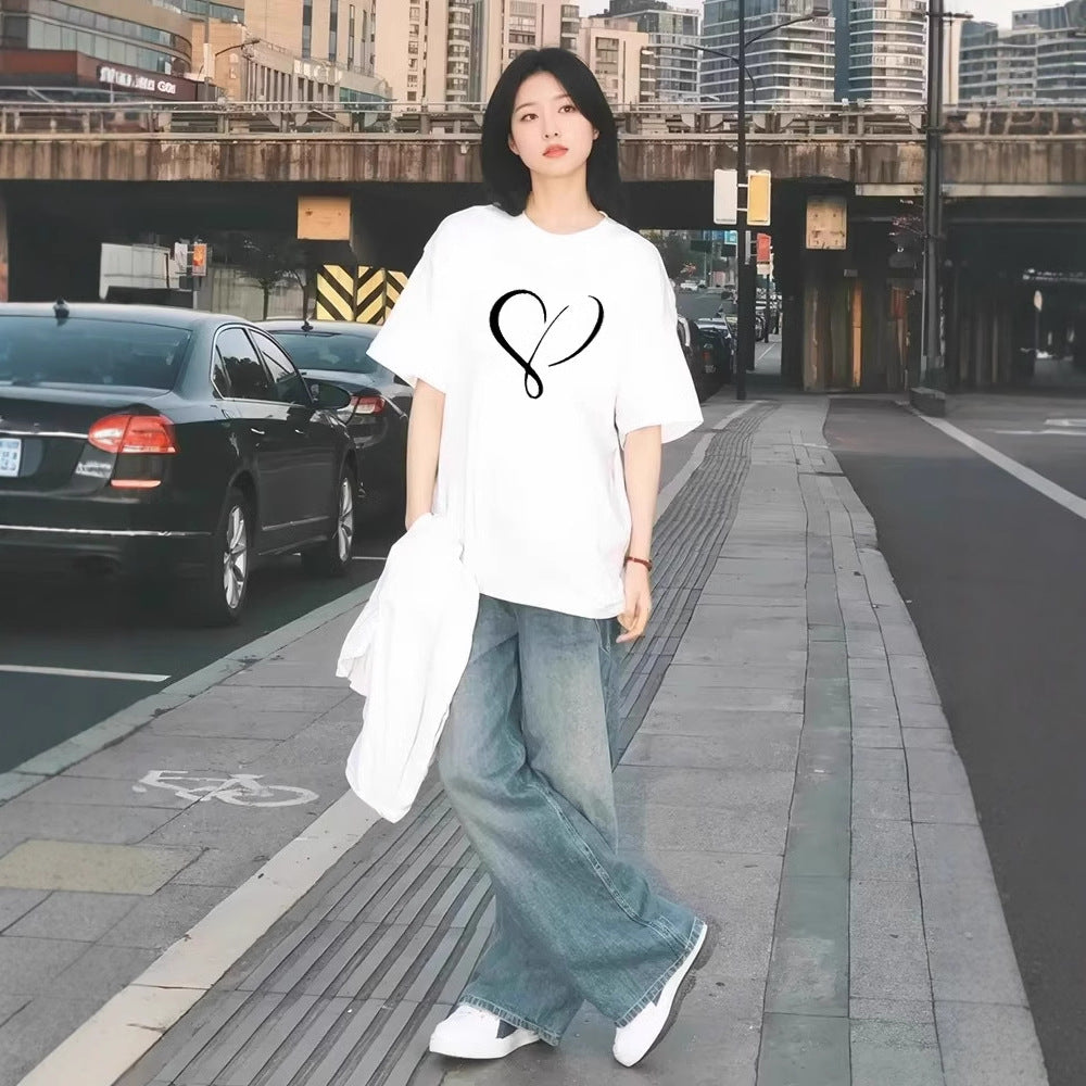 Relaxed Fit Korean‑Style Short‑Sleeve Top – Loose, Mid‑Length