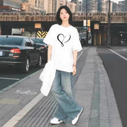 Relaxed Fit Korean‑Style Short‑Sleeve Top – Loose, Mid‑Length
