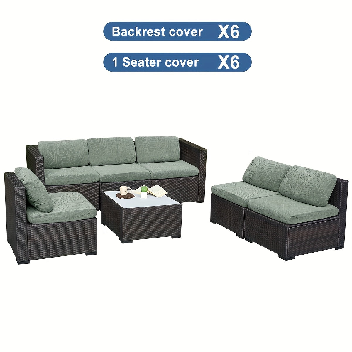 12/14pcs Stretch Large Leaf Jacquard Outdoor Terrace Cushion Covers Sofa Chair Covers Sofa Covers Pillow Covers Replacement Furniture Covers Suitable for Pets Washable