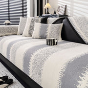 All-Season Chenille Cushion Cover - Contrasting Stripe Design