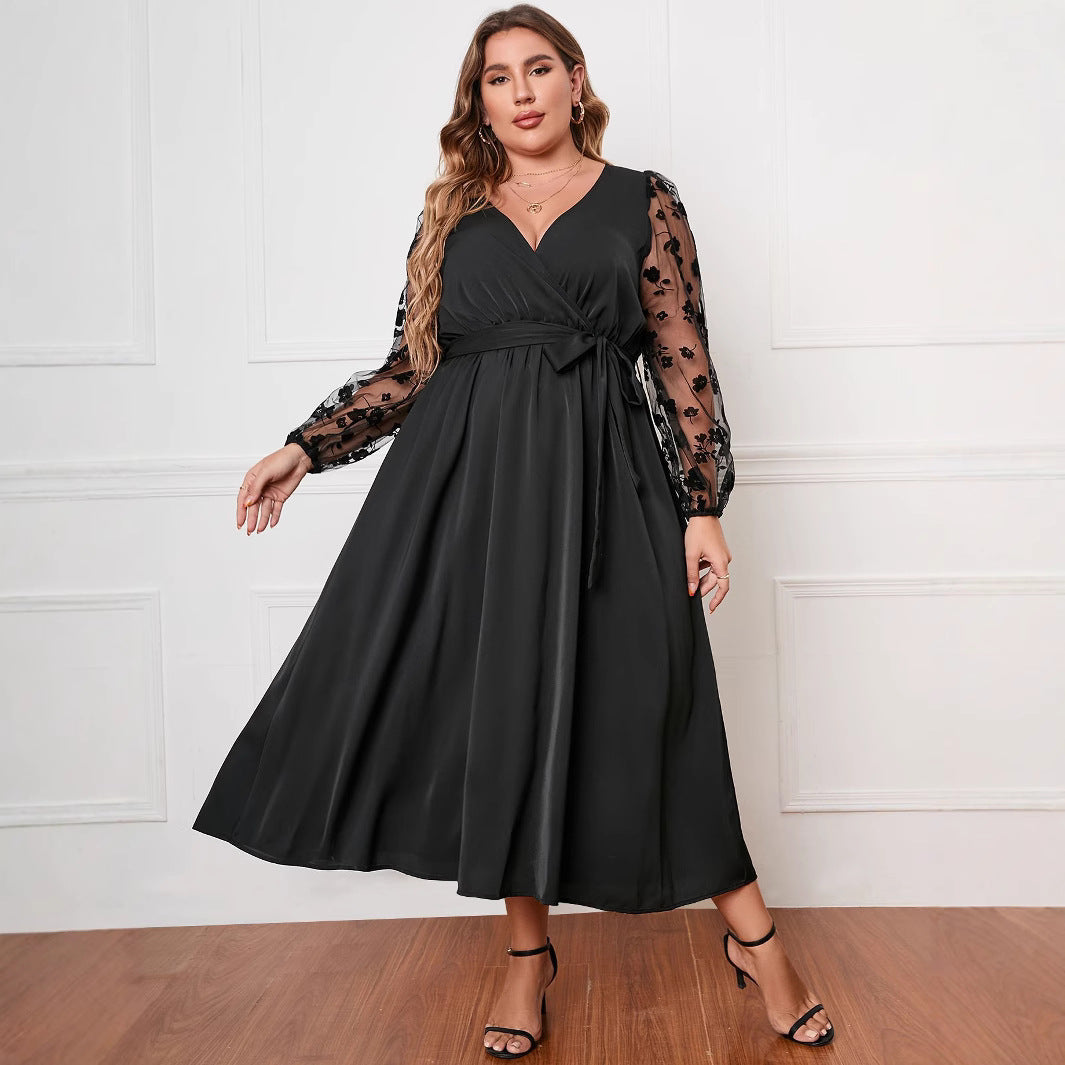 European and American-style Fashionable Long-sleeve Loose-fitting Dress