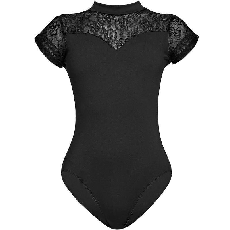 Women's Lace Stand Collar Ballet Leotard for Dance & Practice