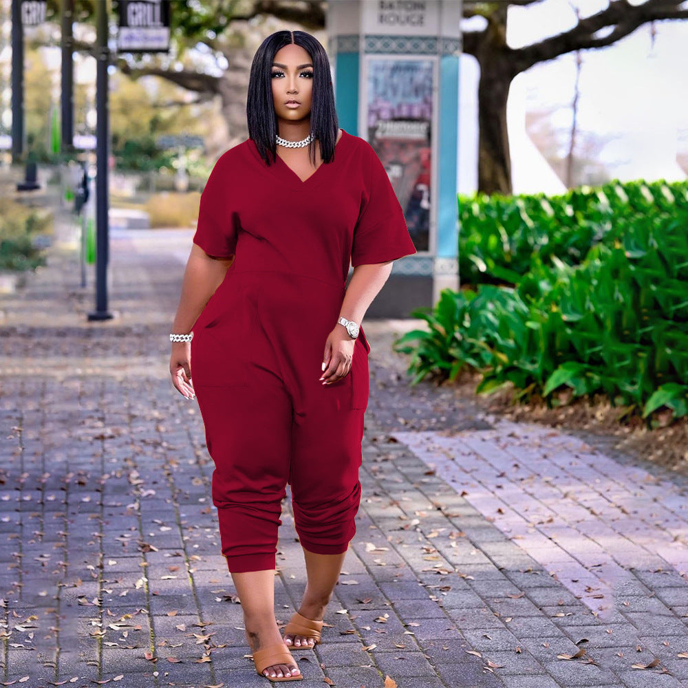 Chic Solid Color Casual Streetwear Jumpsuit for Women