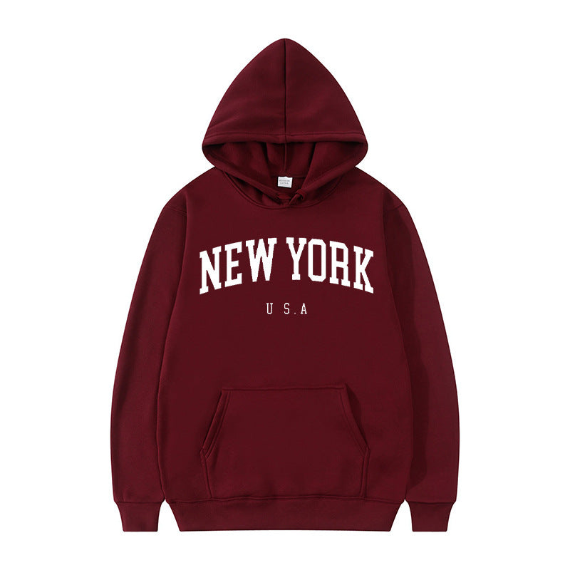 Women's Velvet Padded Printed Casual Sports Hoodie