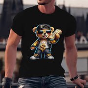 Men's Digital-Print Crew Neck Tee – Loose Fit, Vibrant Cartoon Graphic