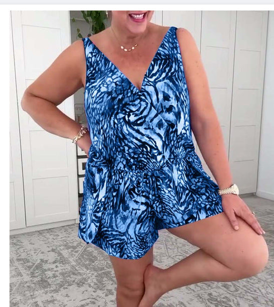 Chic Printed One-Piece Swimsuit for Beach & Pool