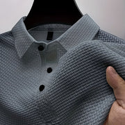 Men's Short Sleeve Golf Shirt, Breathable Stretch Fabric, Loose Fit with Lapel Collar, Solid Color