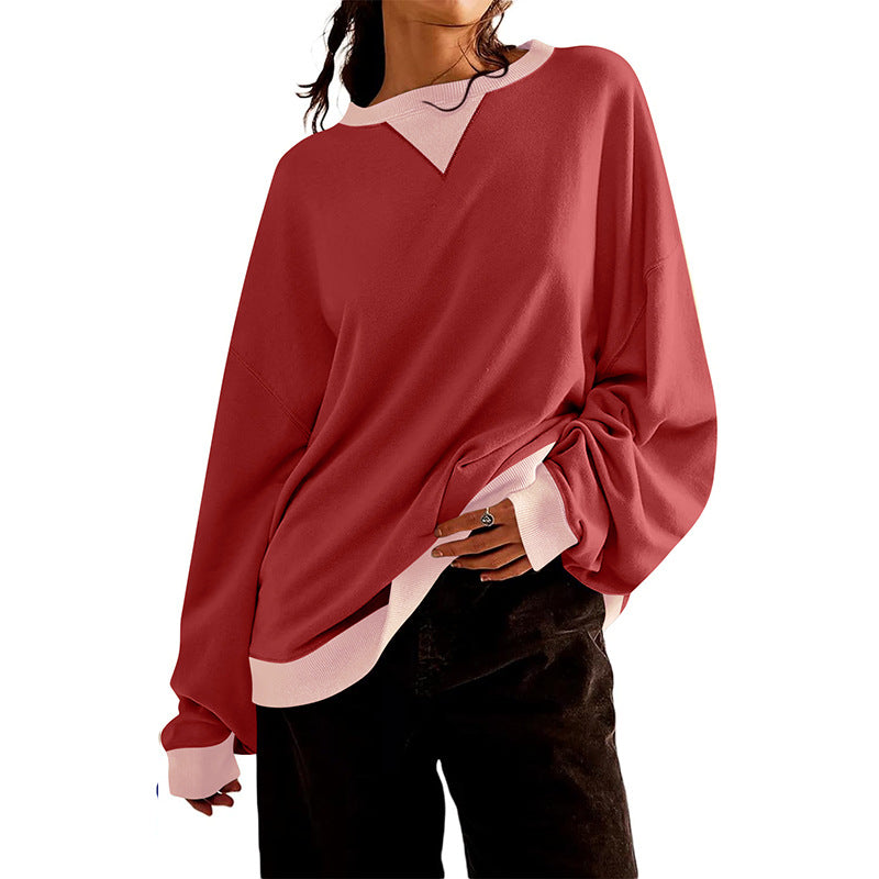 Women's Color Block Loose Casual Sweater