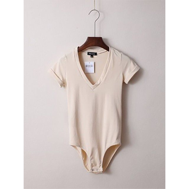 Women's V-Neck Stretch Slim Short Sleeve Romper