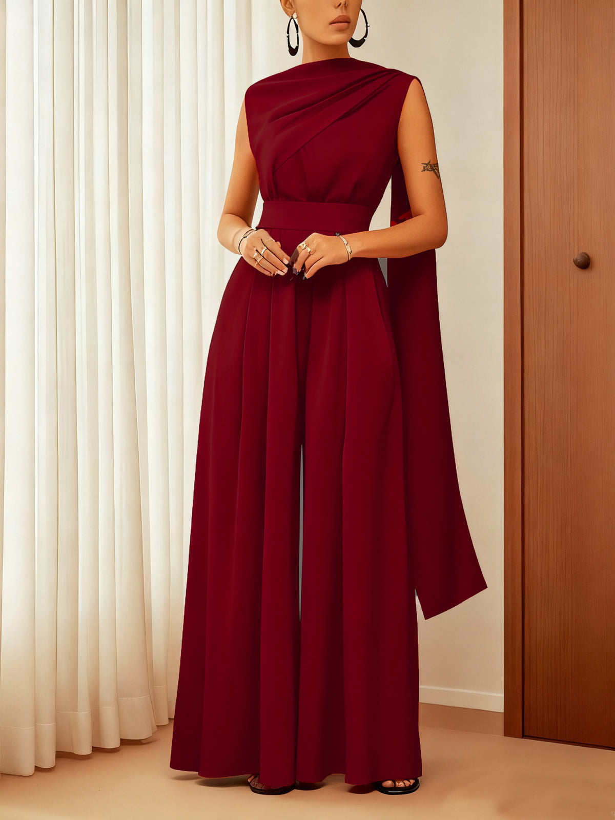 Women's Elegant Solid Slim-Fit Casual Jumpsuit