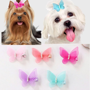 Pet Hair Accessories Set for Cats & Dogs - 10pcs Butterfly Clips