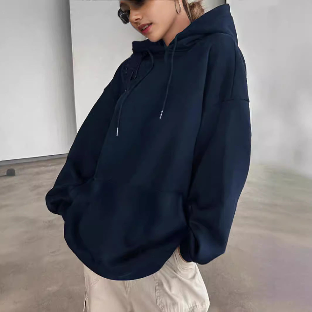 Women's Casual Printed Loose Hooded Sweatshirt