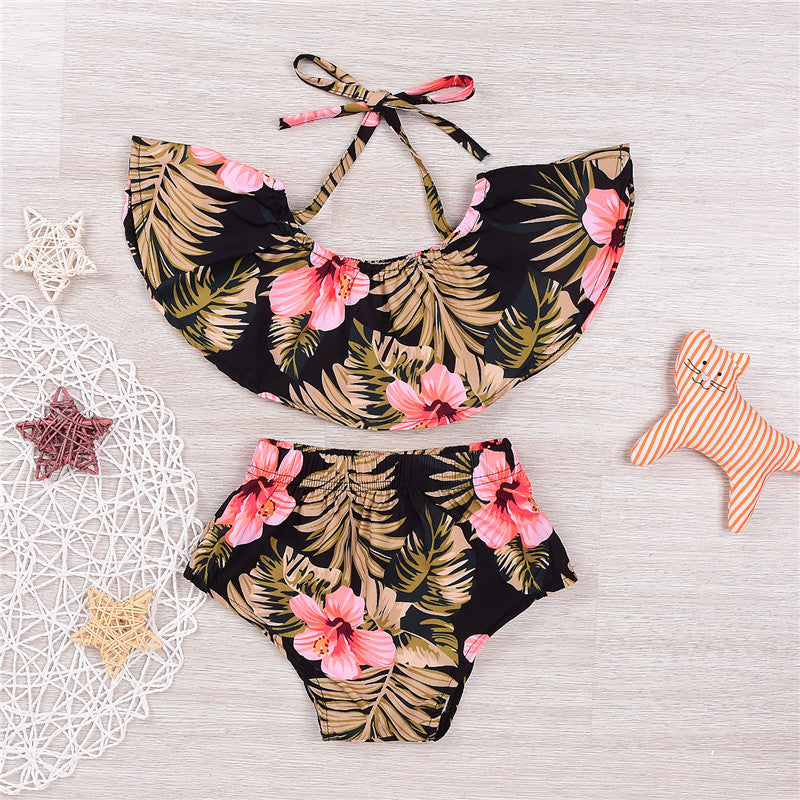 Girls' suit big flower set of 2