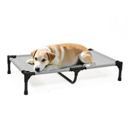 Elevated Dog Cot For Large Dogs - Cooling Breathable Mesh Hammock Bed With Non-Slip Feet, Portable Foldable & Washable Pet Bed, Durable Textilene Fabric, Easy Assembly, Striped Design For Medium/La...