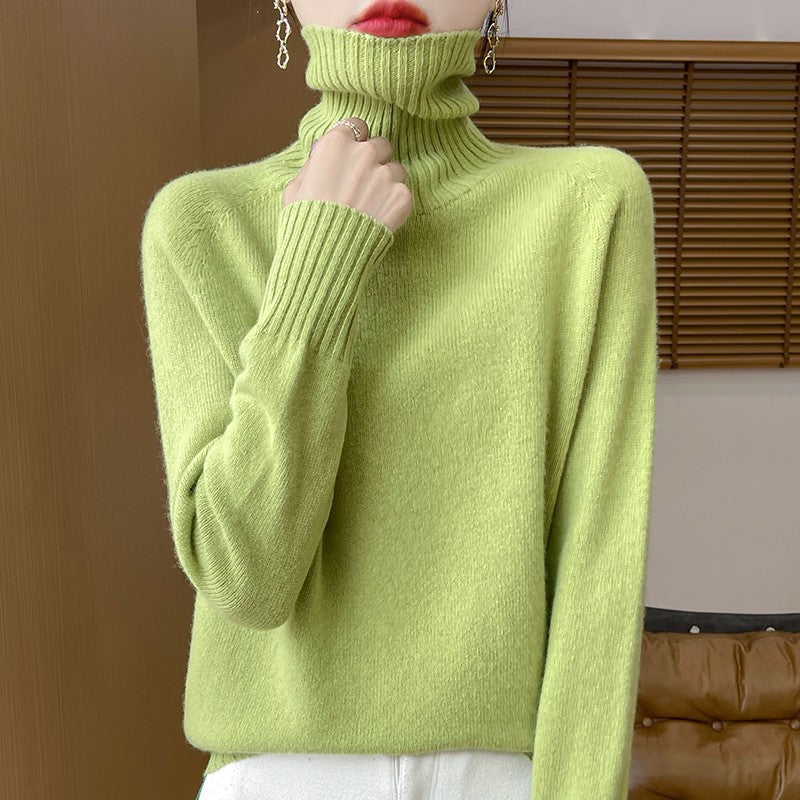 Knitted Sweater Solid-color Long-sleeve Pullover Relaxed-fit Bottoming Top
