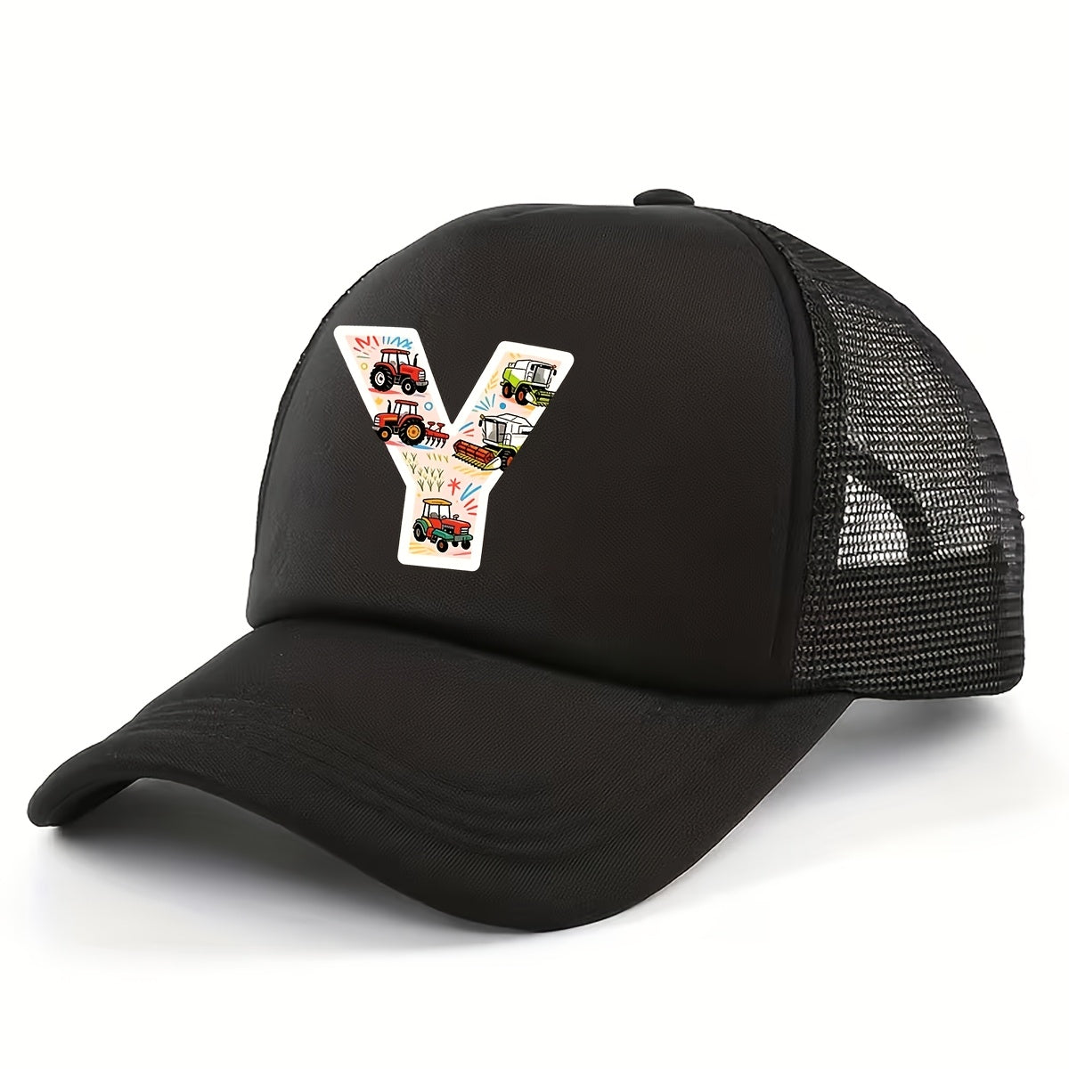 Adjustable Construction Vehicle Printed Trucker Hat for Kids