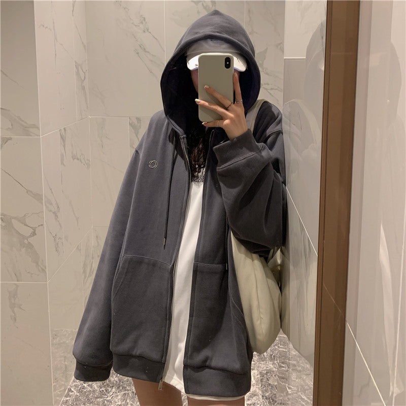 Casual Loose Fit Petite Hoodie Coat for Autumn