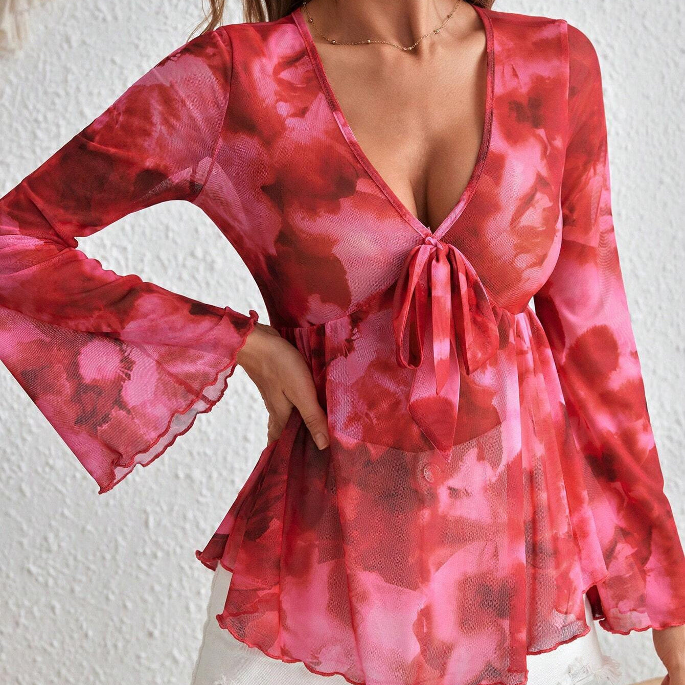 V-Neck Mesh Tie-Dye Resort Top – Light, Breezy, Trendy