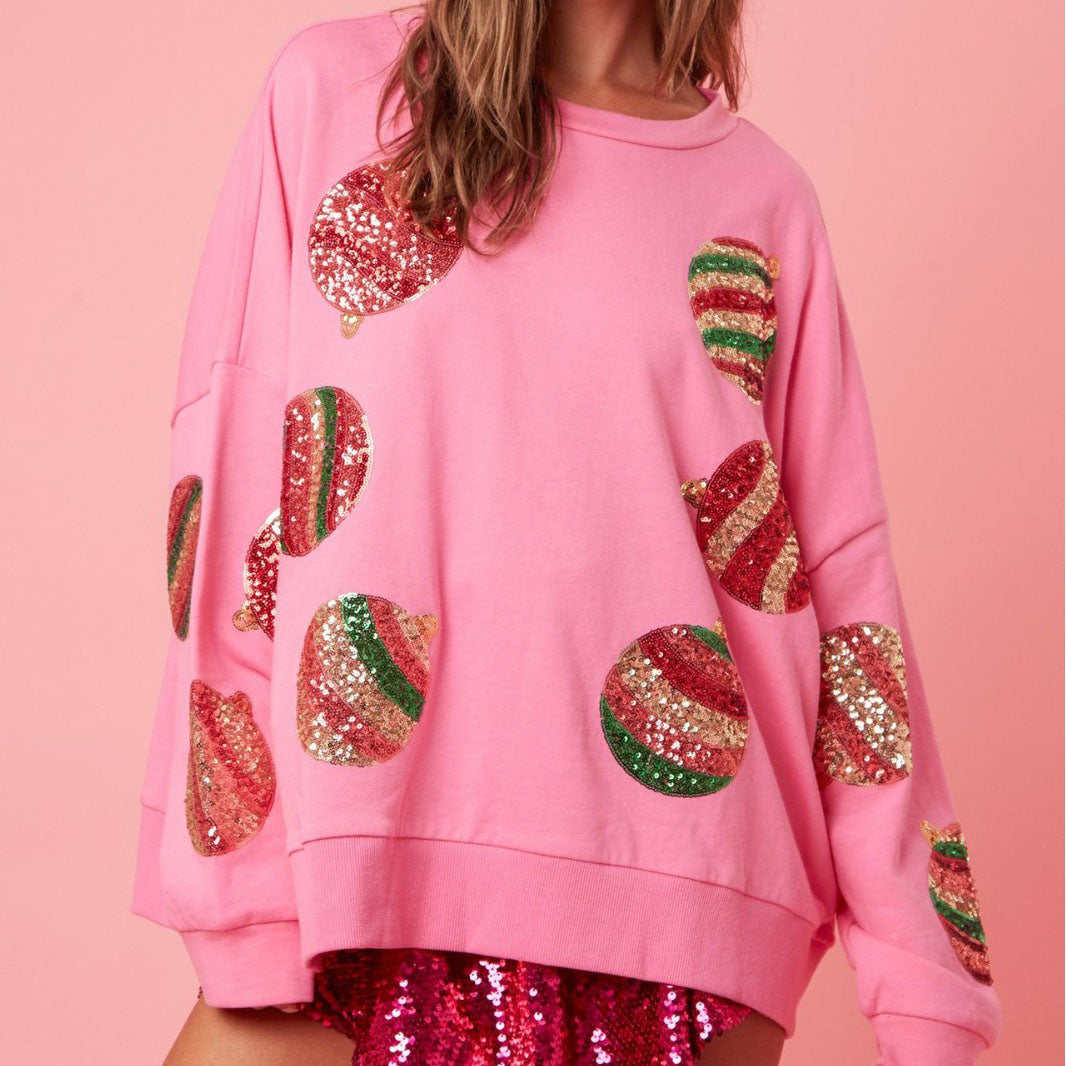 Women's Festive Sequin Embroidered Christmas Sweater