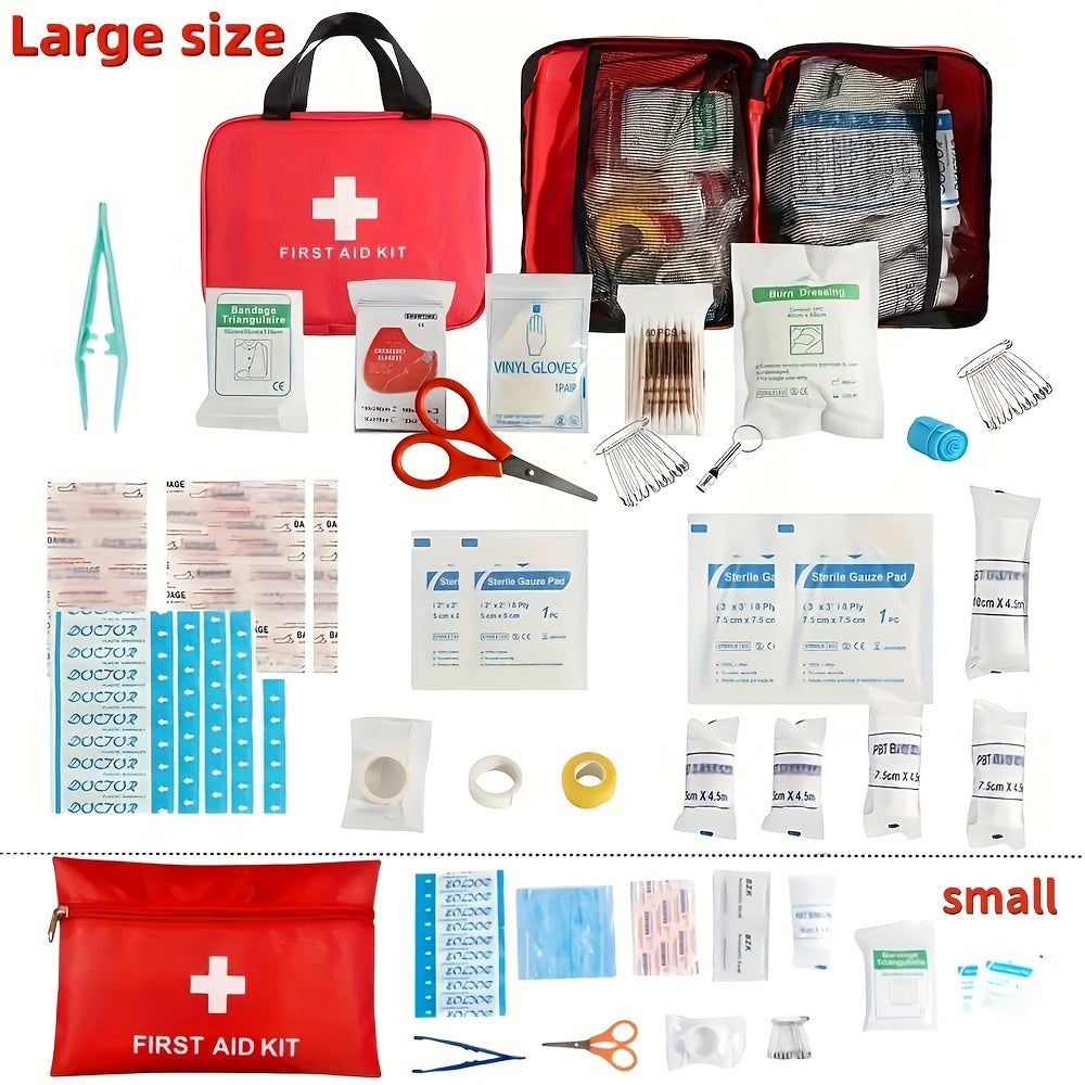 Small/Large Portable First Aid Kit, Including Professional Scissors And Tweezers, Specifically Designed for Camping, Hiking, Hunting, And All Types Of Outdoor Activities, Equipped with Essential Fi...