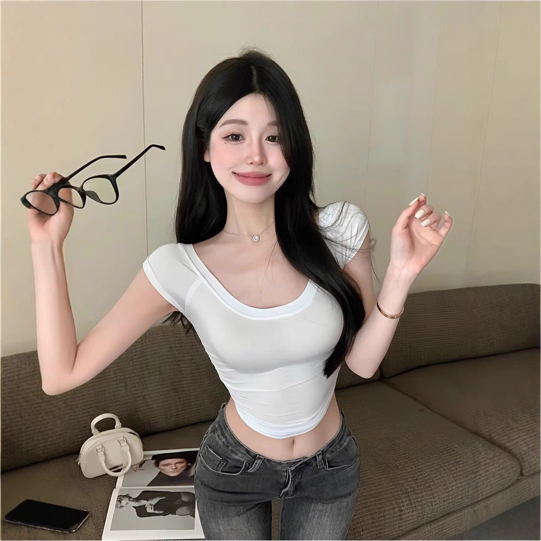 Slim Fit Sheer Crop Top – Flattering Short‑Sleeve T‑Shirt