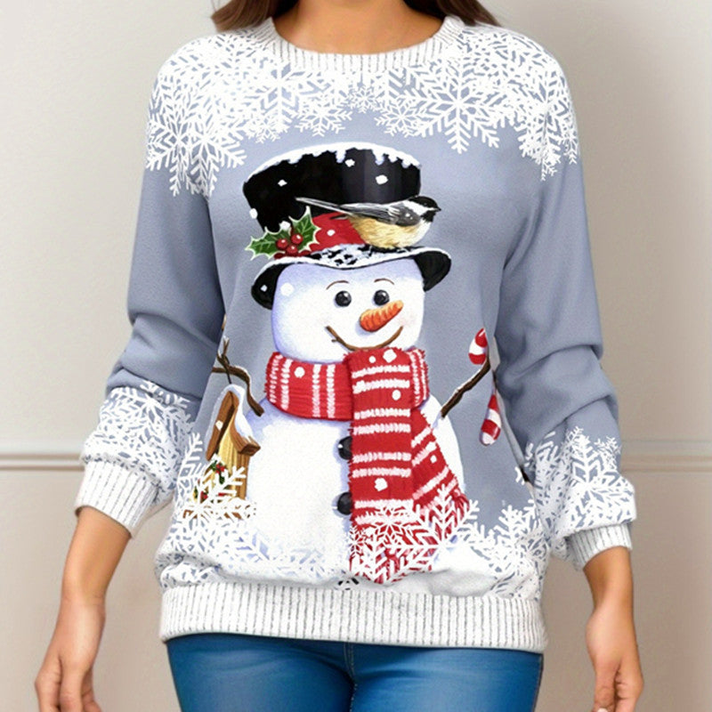 Festive Christmas Printed Raglan Sleeve Sweater