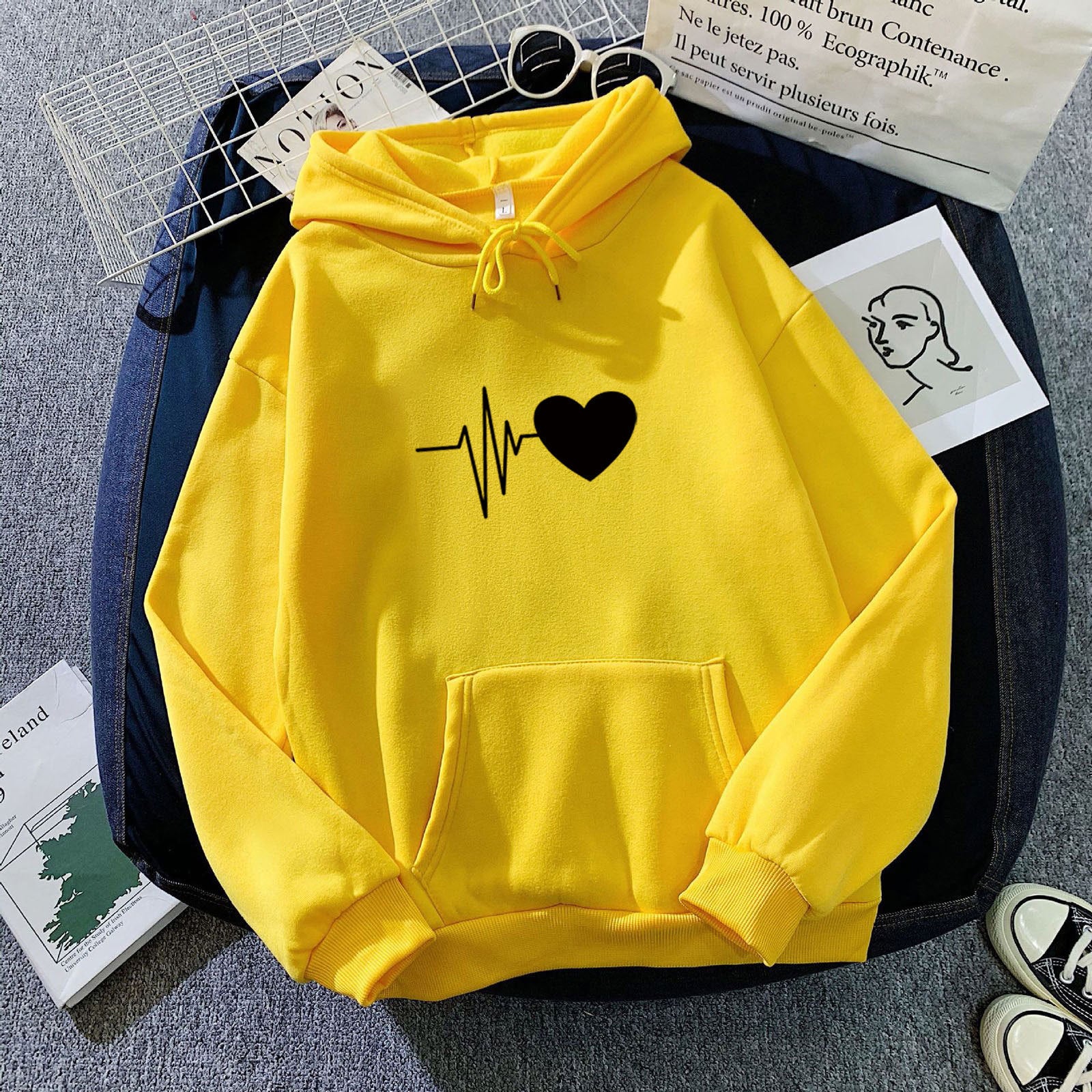 Cozy Fleece-Lined Loose Winter Hoodie for Women
