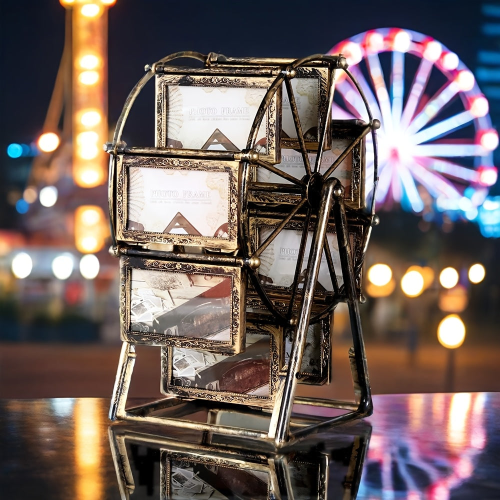 [8pcs Ferris Wheel Frame] 8pcs Vintage Rotating Ferris Wheel Photo Frame - 4-Inch | Exquisite Decor for Living Room, Bedroom, Or Desk | Perfect Gift for Valentine's Day, Birthdays, And Christmas
