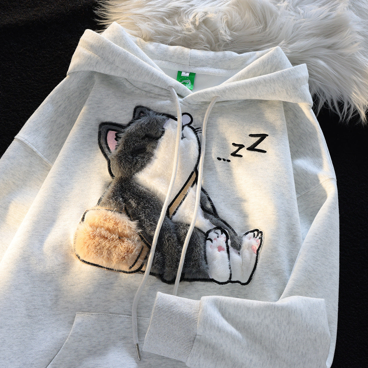 Cozy Flocked Ragdoll Couple's Hooded Sweater Jacket