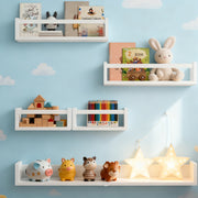 5pcs White Nursery Bookshelves Set - DIY Floating Shelves with 5-Tier Storage (32in, 2x16.5in, 2x10in) - Wall-Mounted Kids Room Shelving Suitable for Nursery, Room, Kids' Room - Easy Assembly, Space-Saving Bookcase