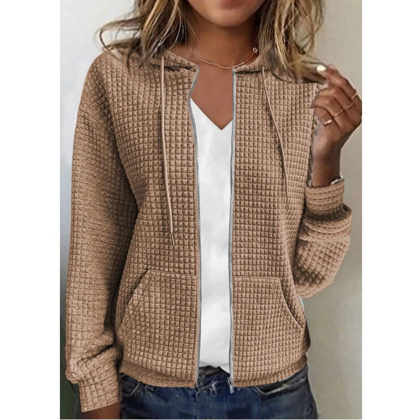 Women's Zipper Hooded Cardigan Sweater Coat